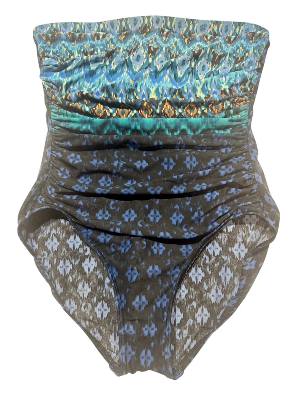 MIRACLESUIT Swimsuit Sunset Cay Avanti One Piece Strapless  Black Blue Size 10